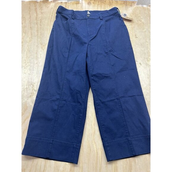Duluth Trading Co Women's Pants Workday Warrior Chino Wide Leg Crop Blue 14 Reg - Picture 1 of 5